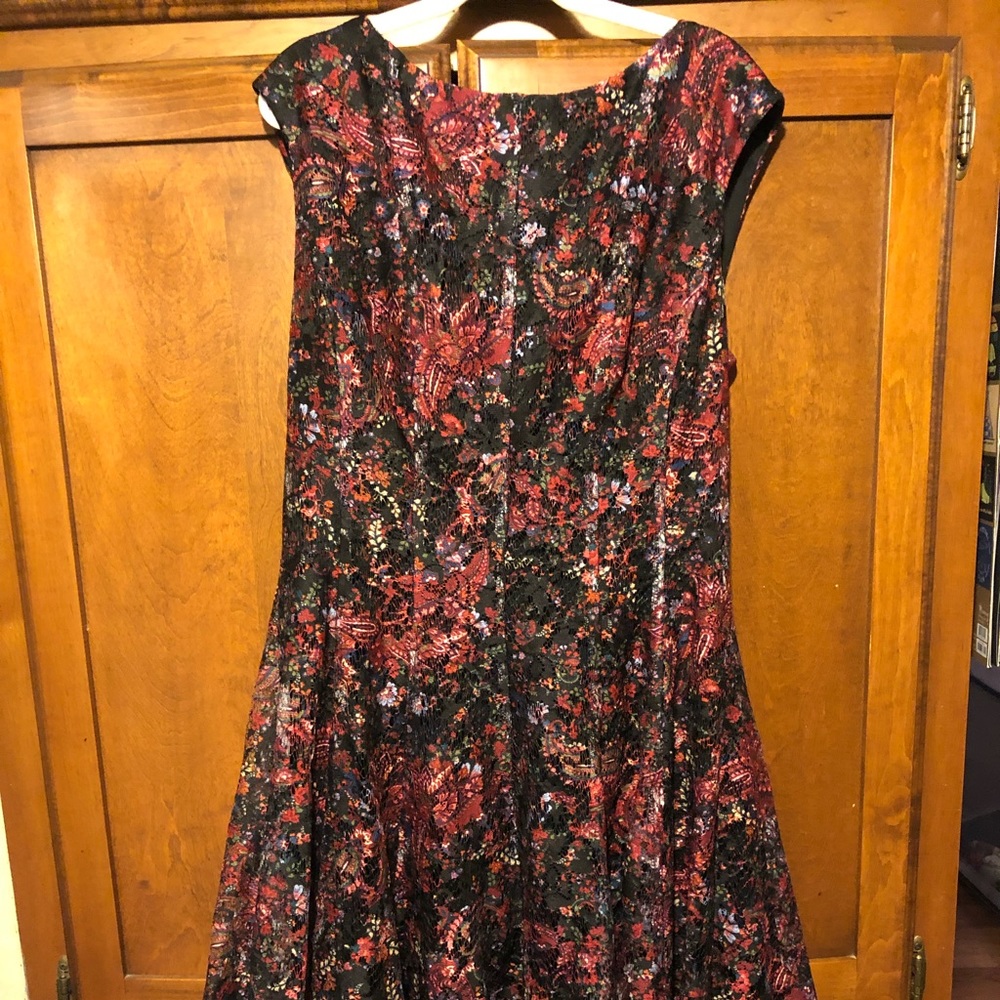 Dress barn size 4 formal sleeveless dress with paisley lace overlay.
